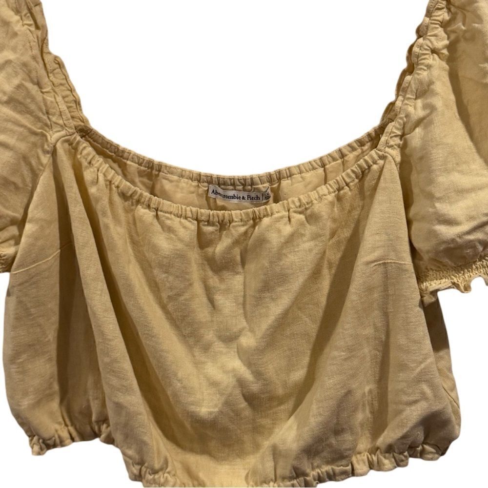 Abercrombie and Fitch Yellow Linen Blend Crop Size XL - Picture 5 of 8